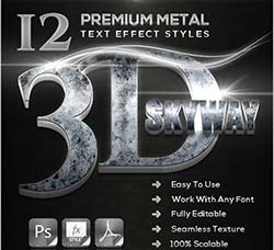 PS图层样式－12个极品的3D金属文本样式：12 Premium 3D Metal Styles + Actions